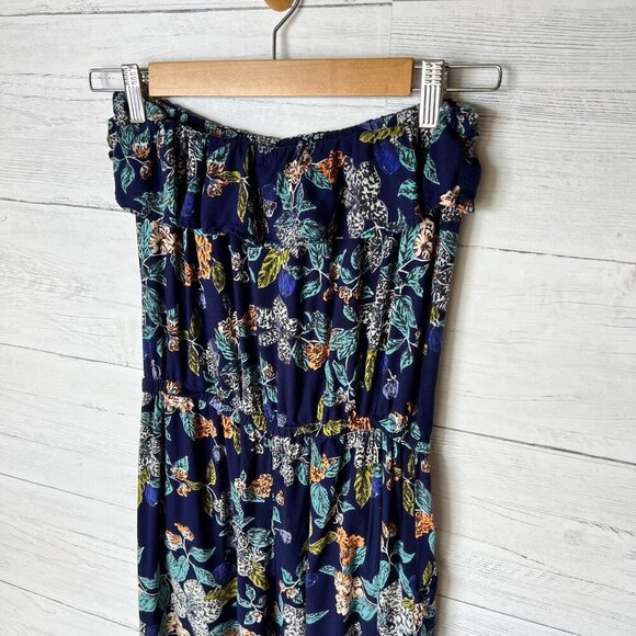 Angie Jumpsuit Womens Size Small Colorful Floral Ruffles Strapless Summertime - Picture 12 of 15